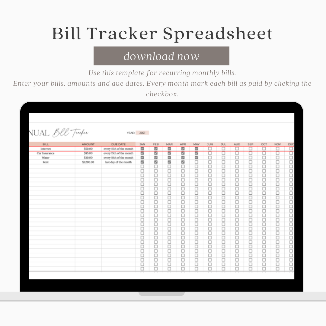 Bill Tracker Spreadsheet