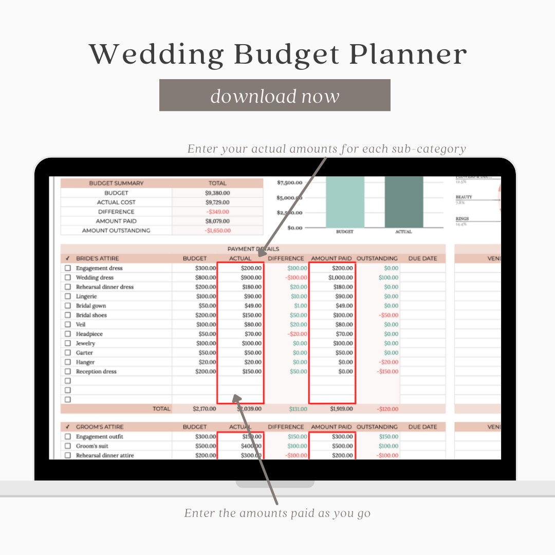 Wedding Planner Budget Spreadsheet