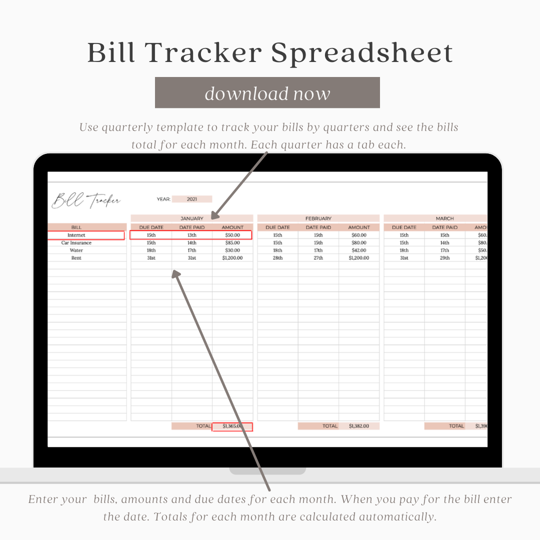 Bill Tracker Spreadsheet