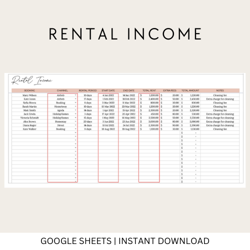 Rental Income and Expense Spreadsheet