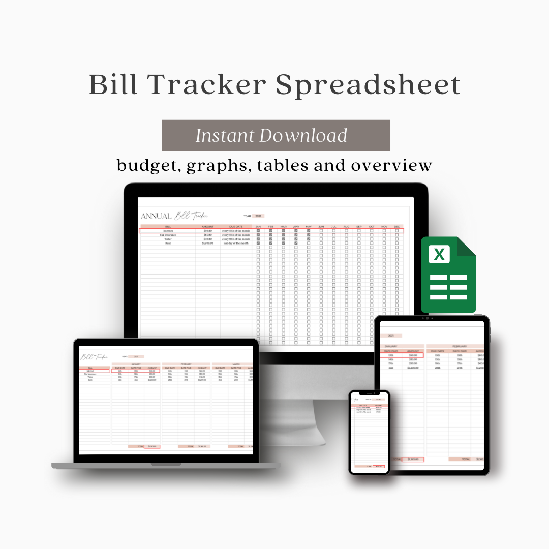 Bill Tracker Spreadsheet